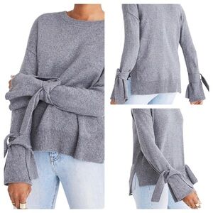 Madewell Tie Cuff Pullover Sweater Knit Gray XS